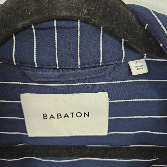 Aritzia Babaton New Kahlo Robe Sz XS Jacket Duster Pinstripe Navy Blue Corporate - Picture 9 of 15